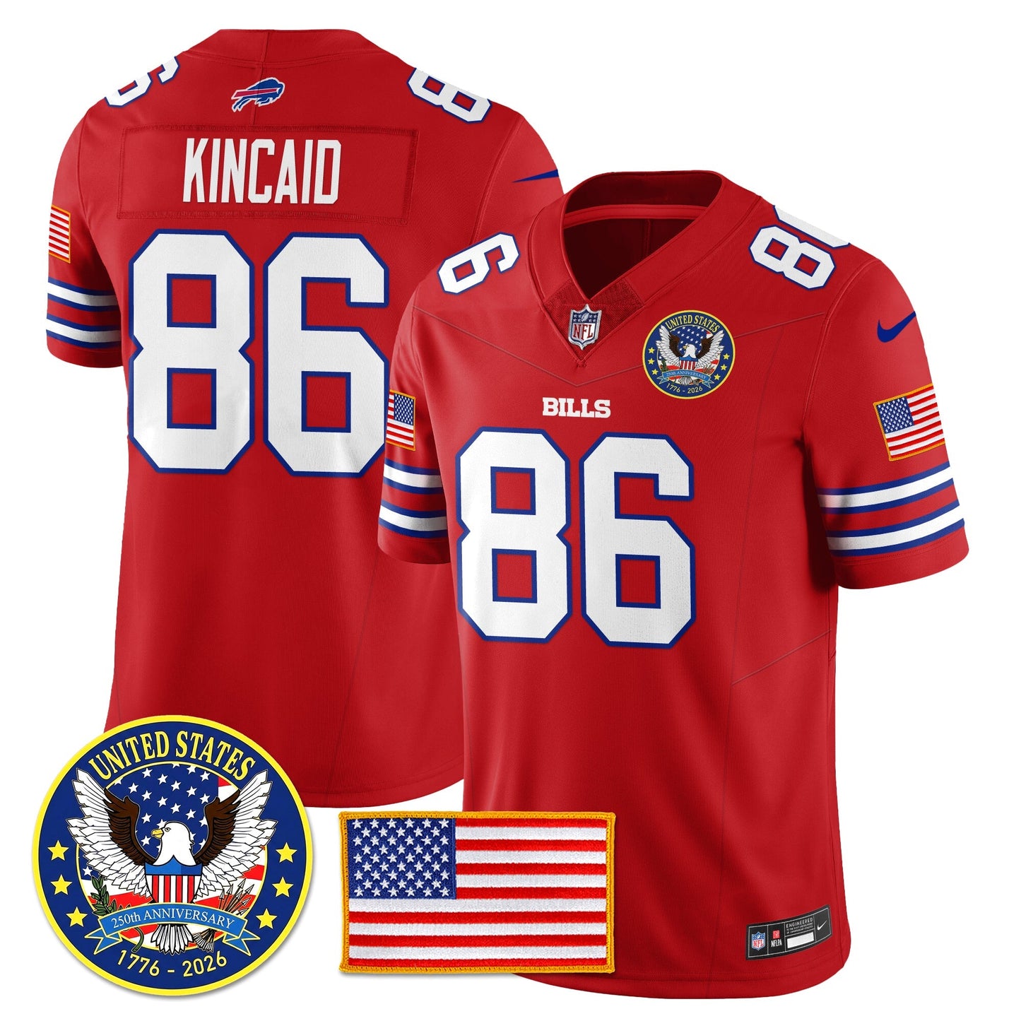 BUF "United States 250th Anniversary Patch" Vapor Limited Jersey - All Stitched-DTD