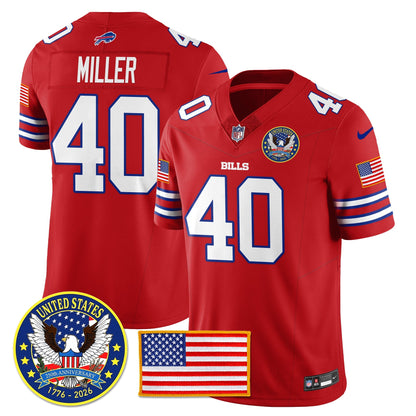 BUF "United States 250th Anniversary Patch" Vapor Limited Jersey - All Stitched-DTD