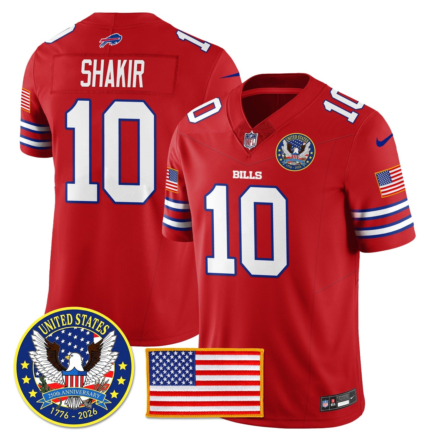 BUF "United States 250th Anniversary Patch" Vapor Limited Jersey - All Stitched-DTD