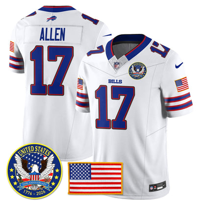 BUF "United States 250th Anniversary Patch" Vapor Limited Jersey - All Stitched-DTD