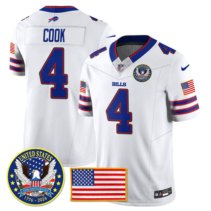 BUF "United States 250th Anniversary Patch" Vapor Limited Jersey - All Stitched-DTD