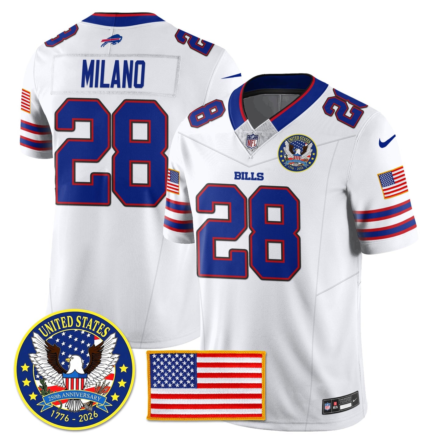 BUF "United States 250th Anniversary Patch" Vapor Limited Jersey - All Stitched-DTD