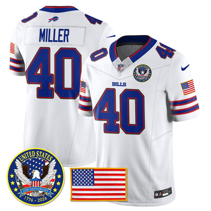 BUF "United States 250th Anniversary Patch" Vapor Limited Jersey - All Stitched-DTD