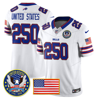 BUF "United States 250th Anniversary Patch" Vapor Limited Jersey - All Stitched-DTD