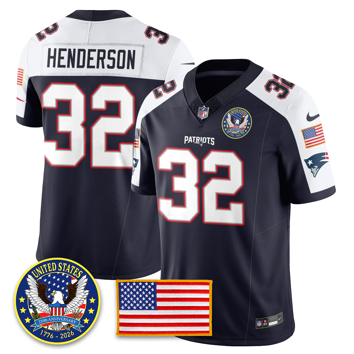 NE "United States 250th Anniversary Patch" Vapor Limited Jersey - All Stitched-DTD