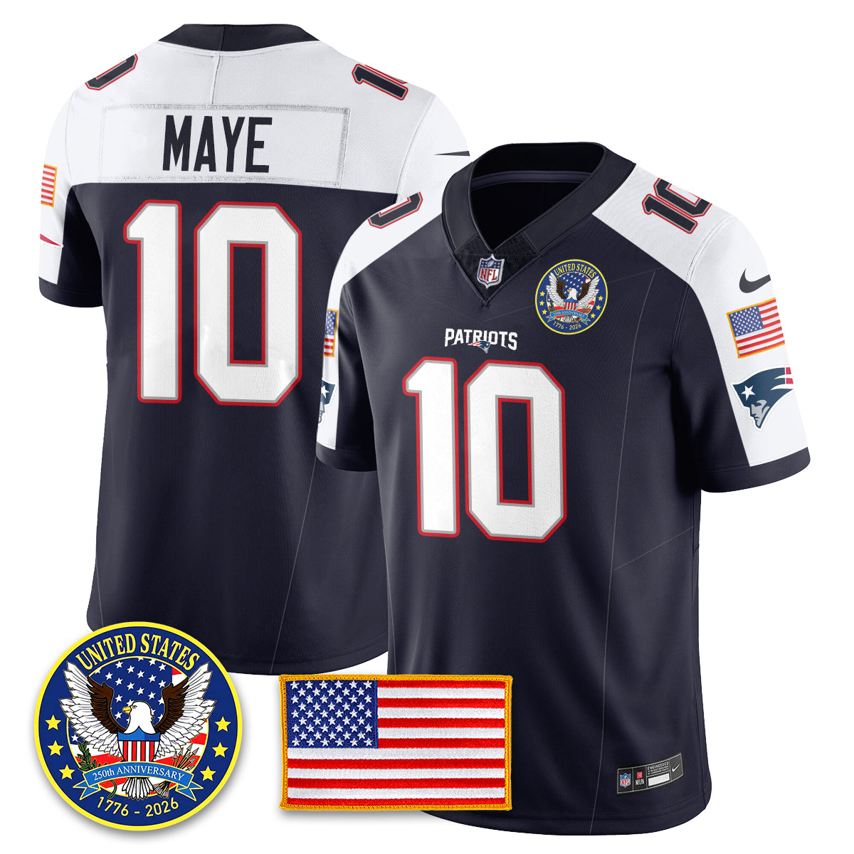 NE "United States 250th Anniversary Patch" Vapor Limited Jersey - All Stitched-DTD