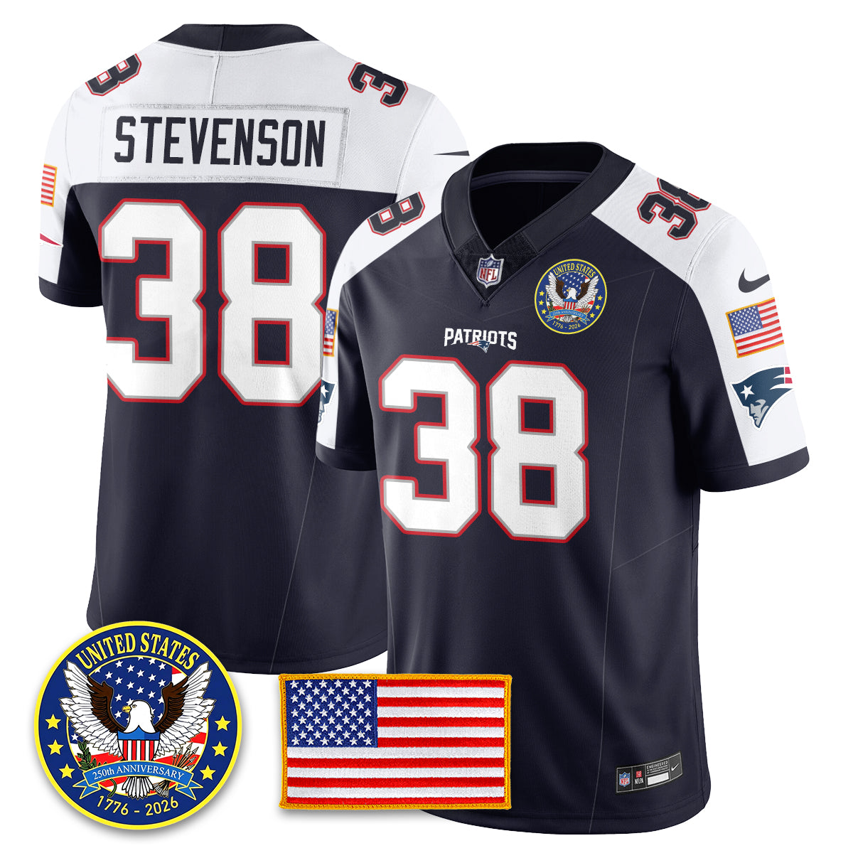 NE "United States 250th Anniversary Patch" Vapor Limited Jersey - All Stitched-DTD