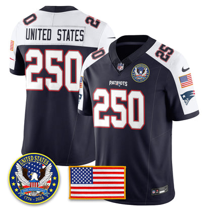NE "United States 250th Anniversary Patch" Vapor Limited Jersey - All Stitched-DTD