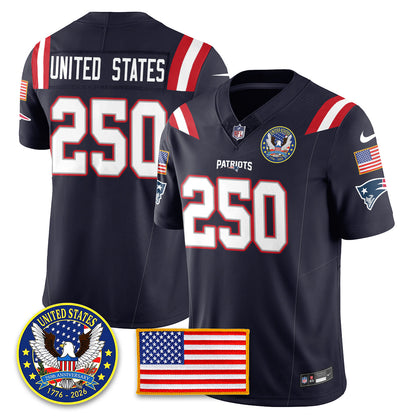 NE "United States 250th Anniversary Patch" Vapor Limited Jersey - All Stitched-DTD