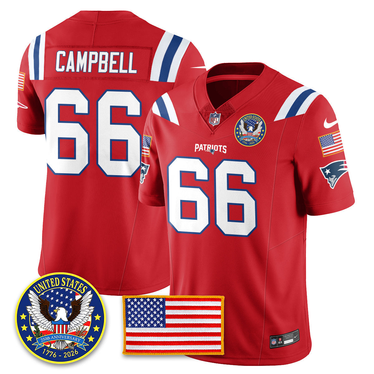NE "United States 250th Anniversary Patch" Vapor Limited Jersey - All Stitched-DTD
