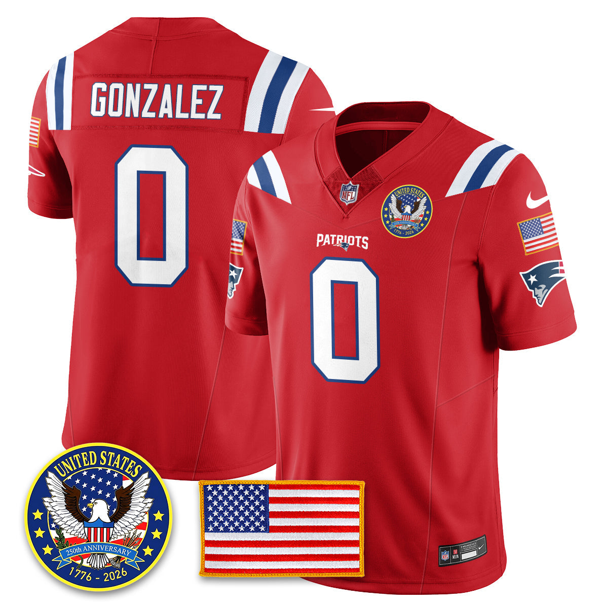 NE "United States 250th Anniversary Patch" Vapor Limited Jersey - All Stitched-DTD