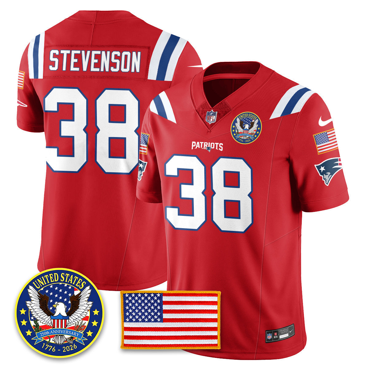 NE "United States 250th Anniversary Patch" Vapor Limited Jersey - All Stitched-DTD