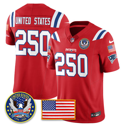 NE "United States 250th Anniversary Patch" Vapor Limited Jersey - All Stitched-DTD