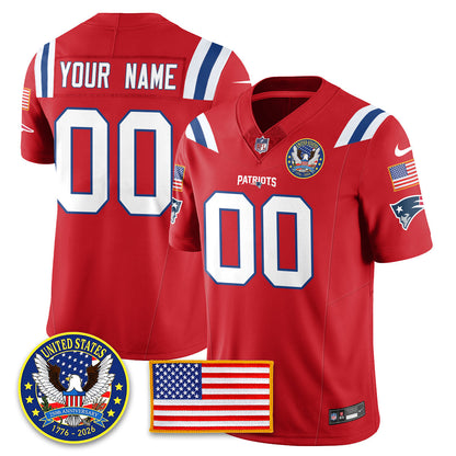 Custom NE "United States 250th Anniversary Patch" Vapor Limited Jersey - All Stitched-DTD