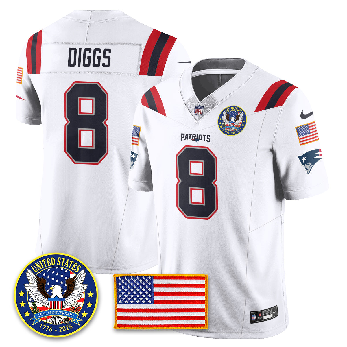 NE "United States 250th Anniversary Patch" Vapor Limited Jersey - All Stitched-DTD