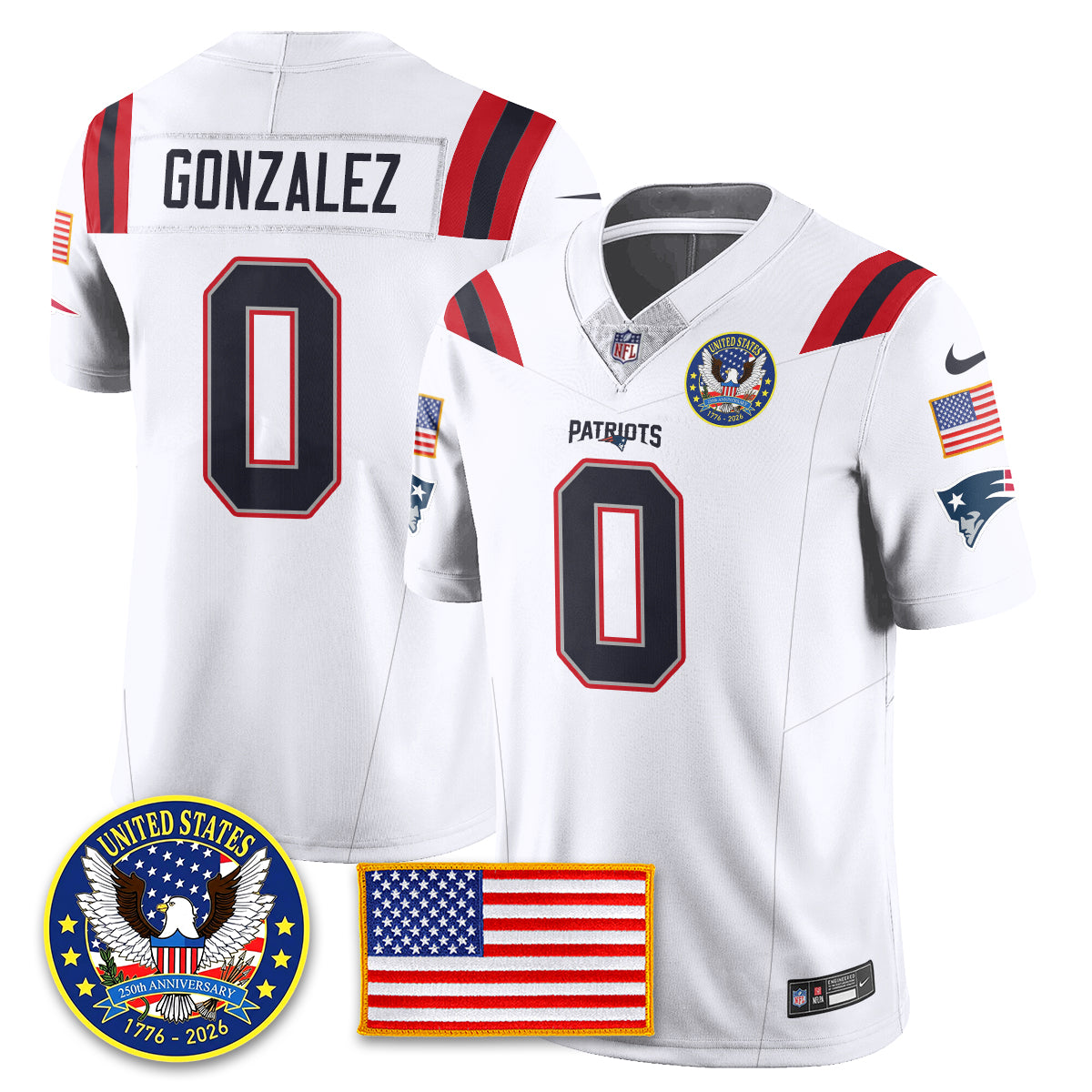 NE "United States 250th Anniversary Patch" Vapor Limited Jersey - All Stitched-DTD