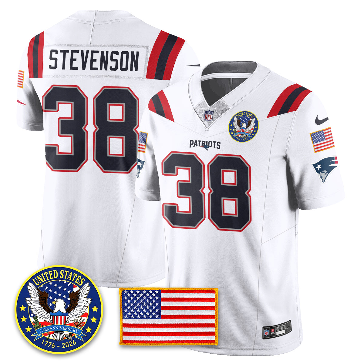 NE "United States 250th Anniversary Patch" Vapor Limited Jersey - All Stitched-DTD