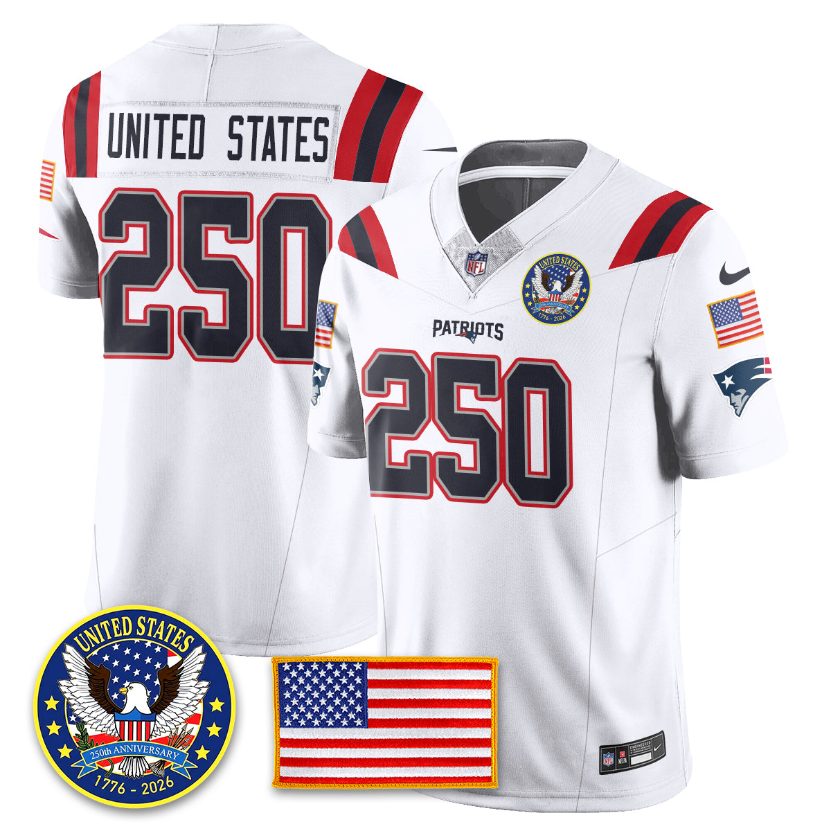 NE "United States 250th Anniversary Patch" Vapor Limited Jersey - All Stitched-DTD