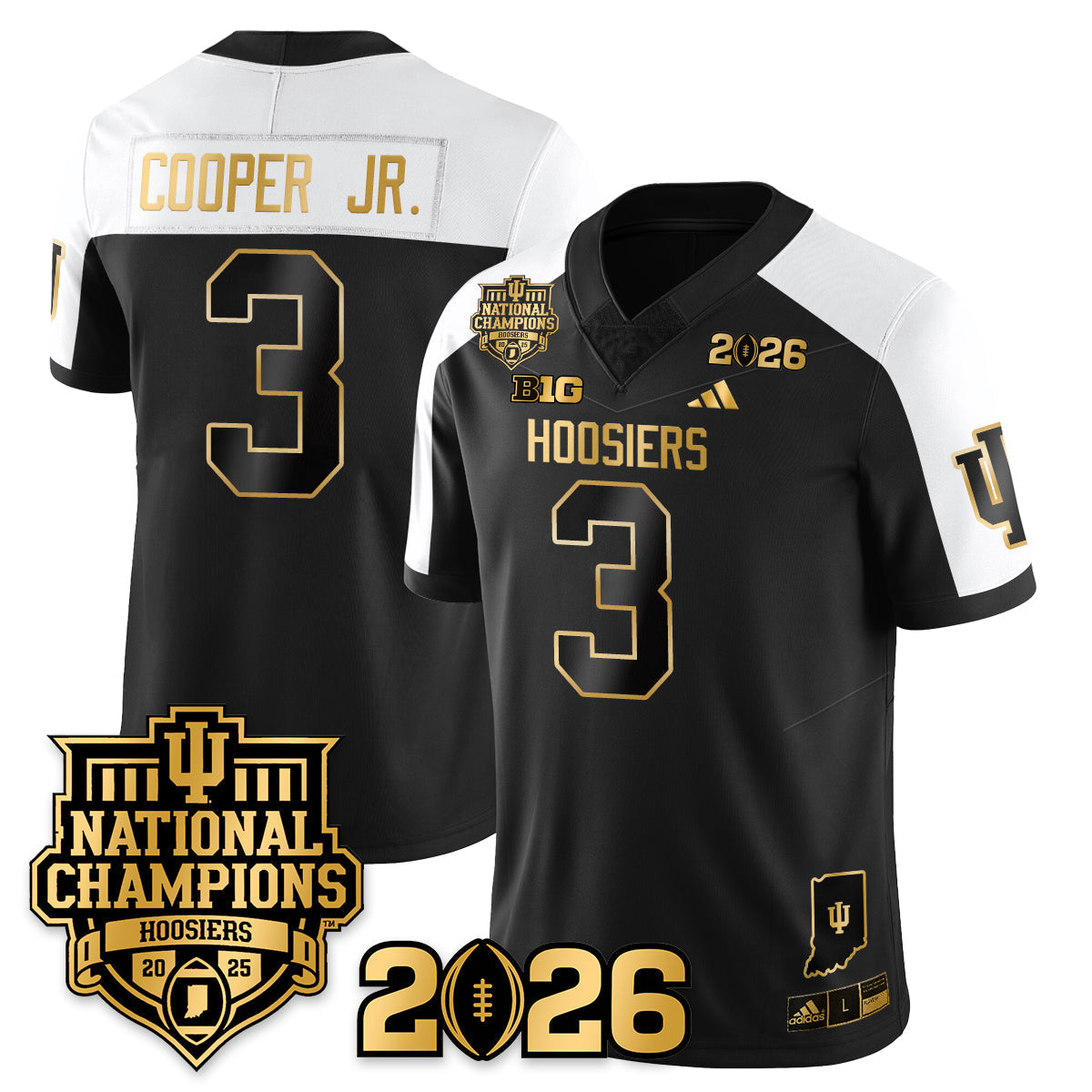 Indiana H Vapor Limited Football Gold Jersey - 2025 National Champions - All Stitched-DTD