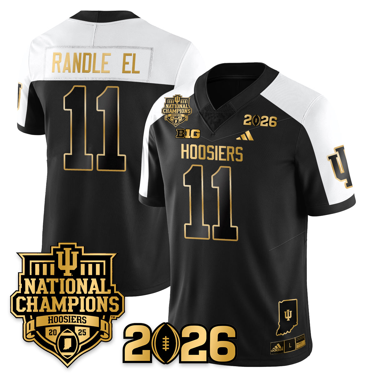 Indiana H Vapor Limited Football Gold Jersey - 2025 National Champions - All Stitched-DTD