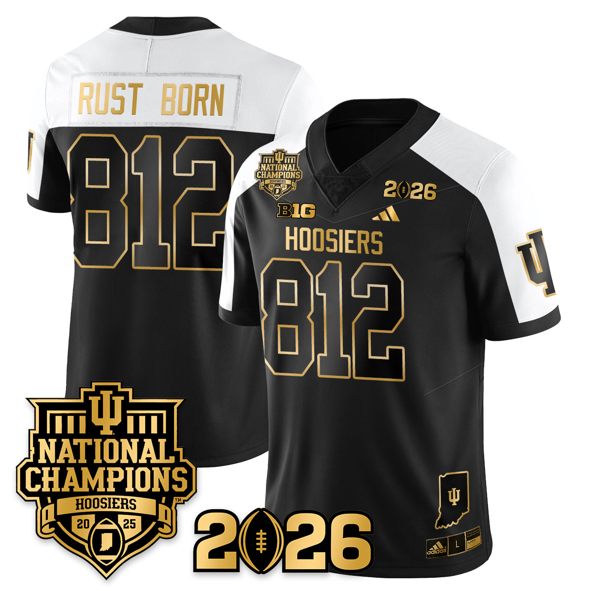 Indiana H Vapor Limited Football Gold Jersey - 2025 National Champions - All Stitched-DTD