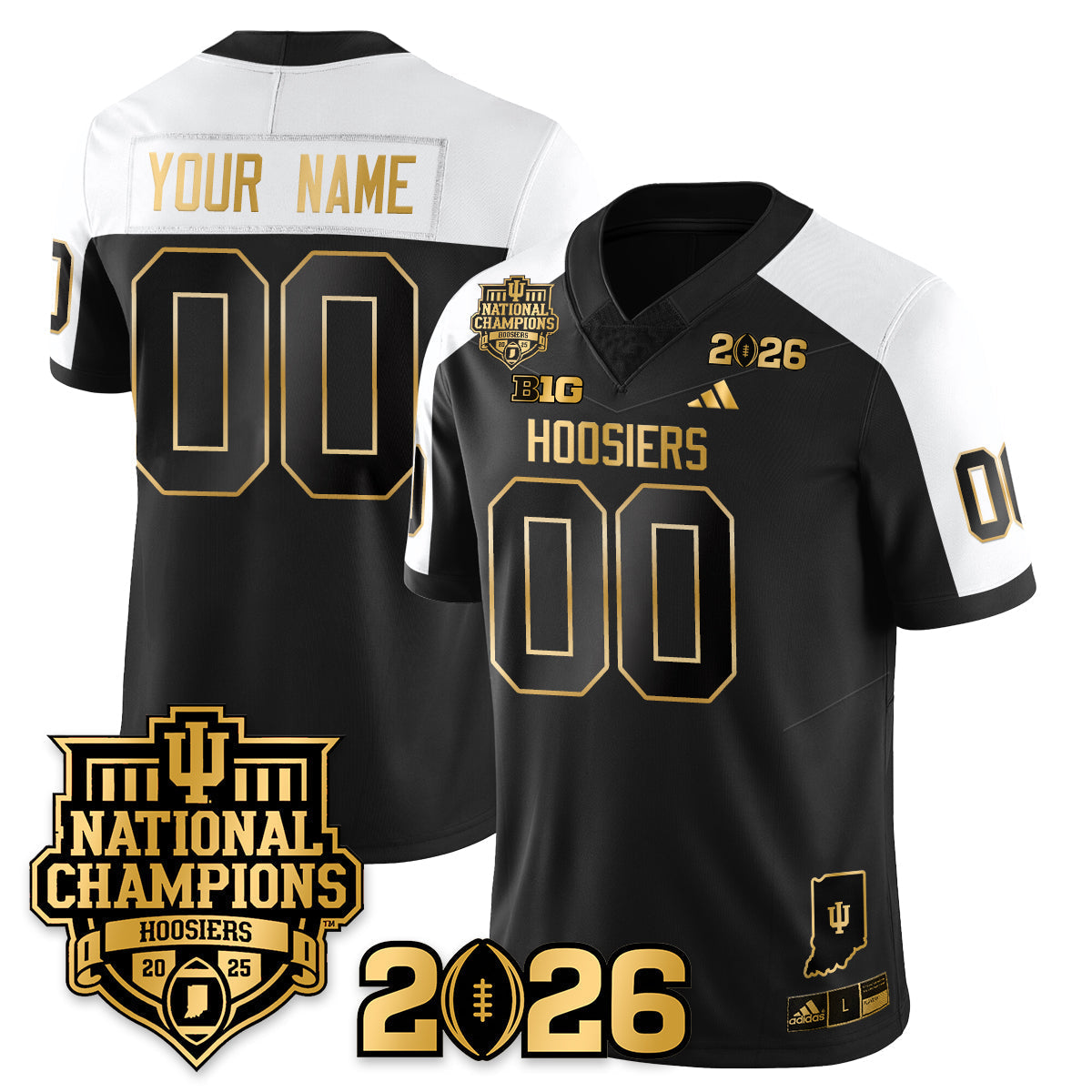 Indiana H Vapor Limited Football Gold Custom Jersey - 2025 National Champions - All Stitched-DTD
