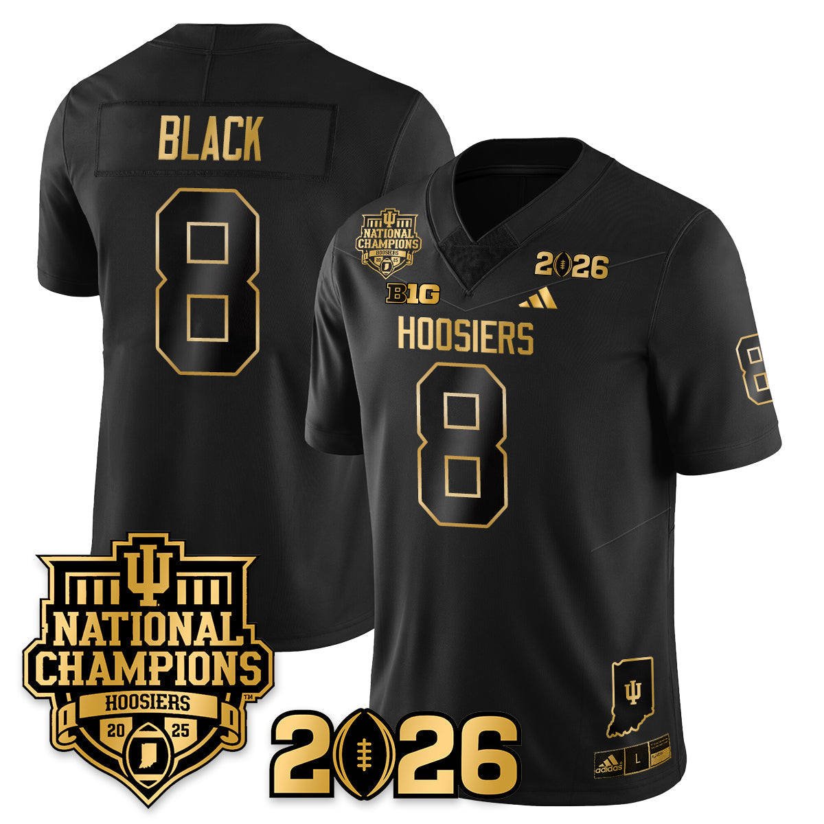 Indiana H Vapor Limited Football Gold Jersey - 2025 National Champions - All Stitched-DTD