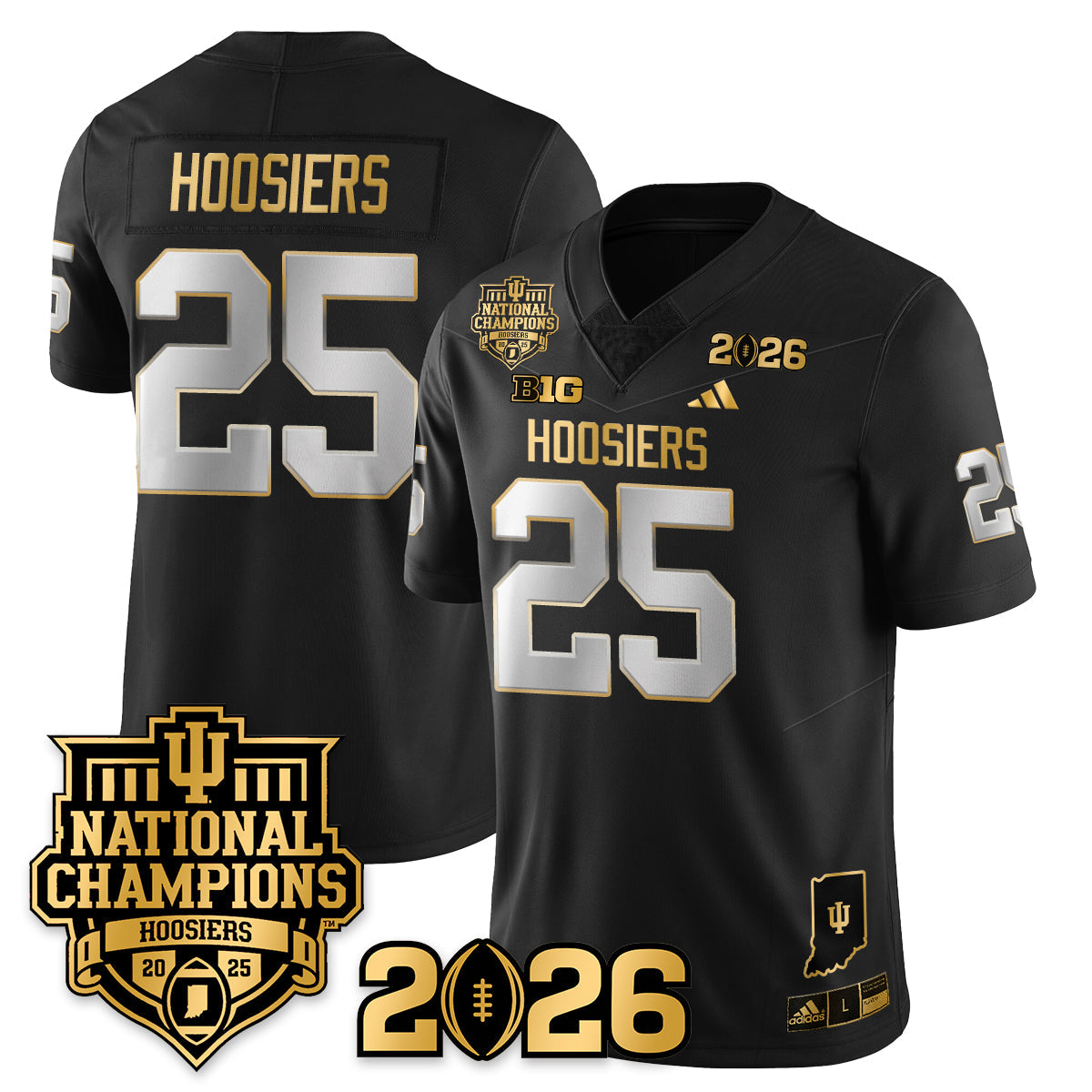 Indiana H Vapor Limited Football Gold Jersey - 2025 National Champions - All Stitched-DTD