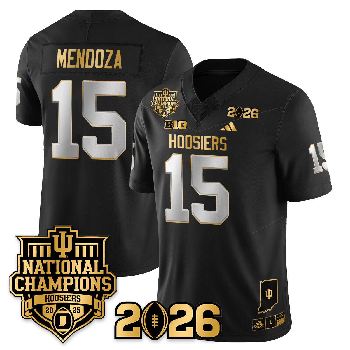 Indiana H Vapor Limited Football Gold Jersey - 2025 National Champions - All Stitched-DTD
