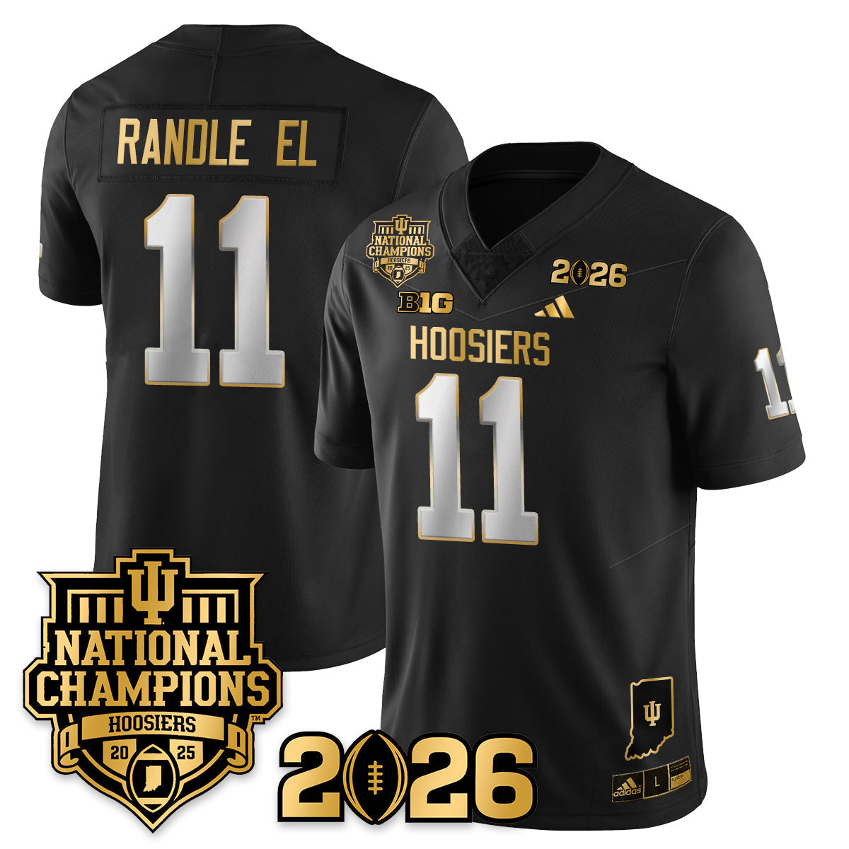 Indiana H Vapor Limited Football Gold Jersey - 2025 National Champions - All Stitched-DTD
