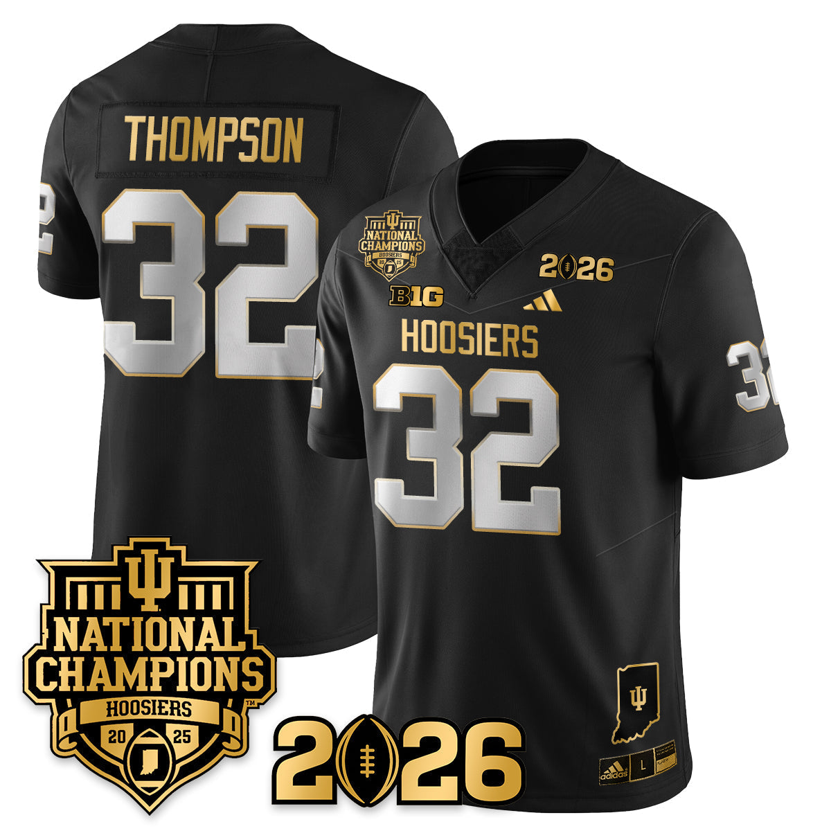 Indiana H Vapor Limited Football Gold Jersey - 2025 National Champions - All Stitched-DTD