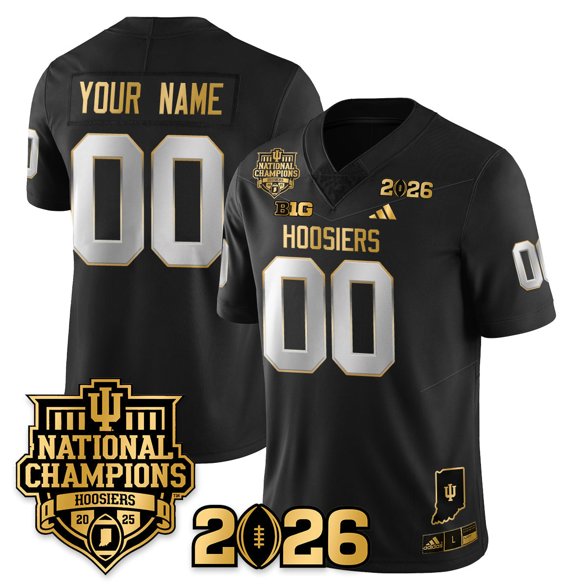 Indiana H Vapor Limited Football Gold Custom Jersey - 2025 National Champions - All Stitched-DTD