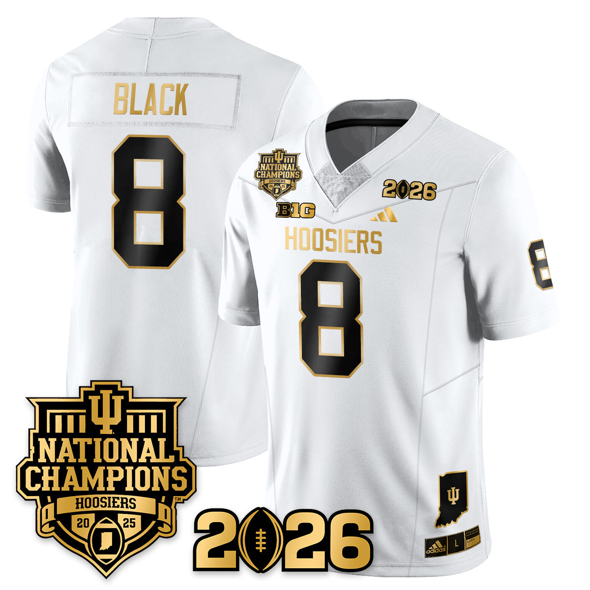 Indiana H Vapor Limited Football Gold Jersey - 2025 National Champions - All Stitched-DTD