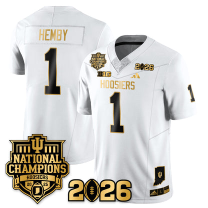 Indiana H Vapor Limited Football Gold Jersey - 2025 National Champions - All Stitched-DTD