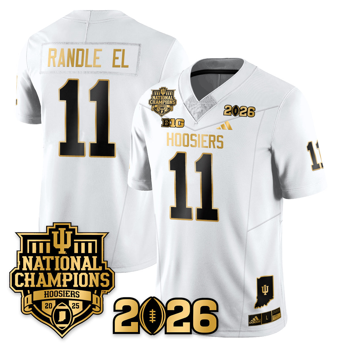 Indiana H Vapor Limited Football Gold Jersey - 2025 National Champions - All Stitched-DTD