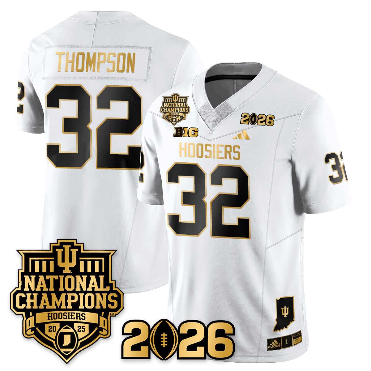 Indiana H Vapor Limited Football Gold Jersey - 2025 National Champions - All Stitched-DTD