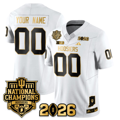Custom Indiana H Vapor Limited Football Gold Jersey - 2025 National Champions - All Stitched-DTD