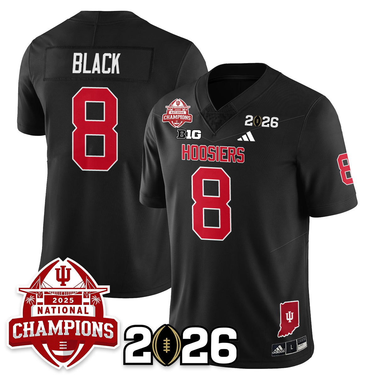 Indiana H Vapor Limited Football Jersey V2 - 2025 National Champions - All Stitched-DTD