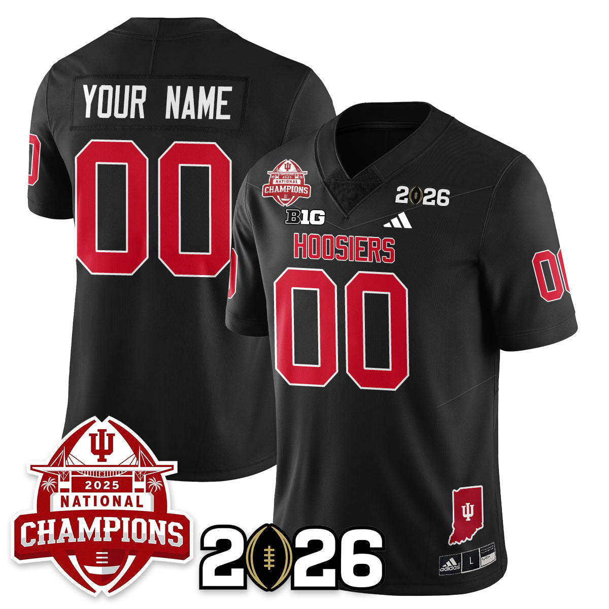 Custom Indiana H Vapor Limited Football Jersey V2 - 2025 National Champions - All Stitched-DTD