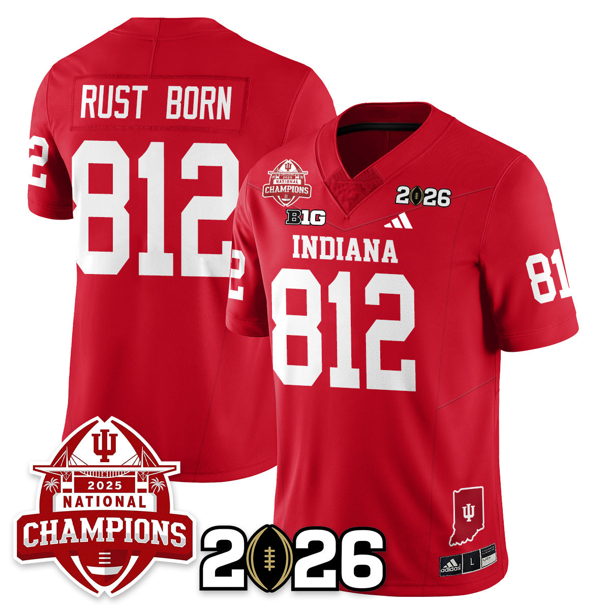 Indiana H Vapor Limited Football Jersey V2 - 2025 National Champions - All Stitched-DTD