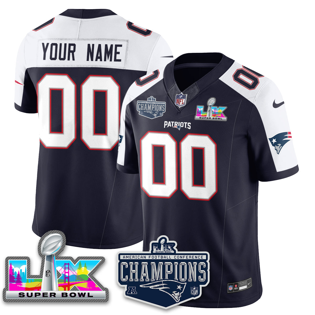 NE 2025 AFC Champions Vapor Limited Custom Jersey - All Stitched-DTD