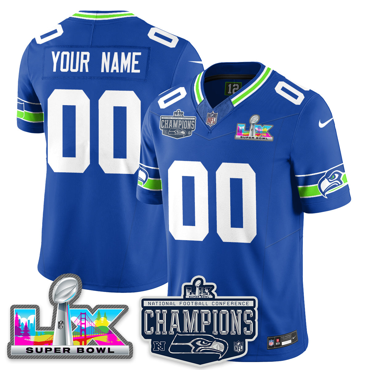 SEA 2025 NFC Champions Vapor Limited Custom Jersey - All Stitched-DTD