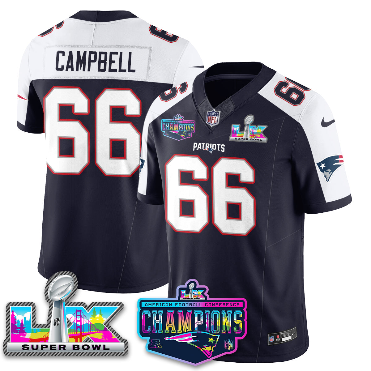 NE 2025 Vapor Jersey - AFC Champions Limited Patch - All Stitched-DTD