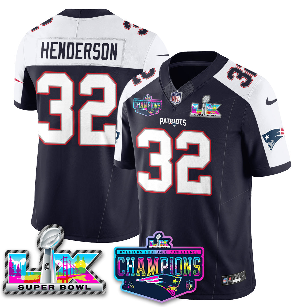 NE 2025 Vapor Jersey - AFC Champions Limited Patch - All Stitched-DTD