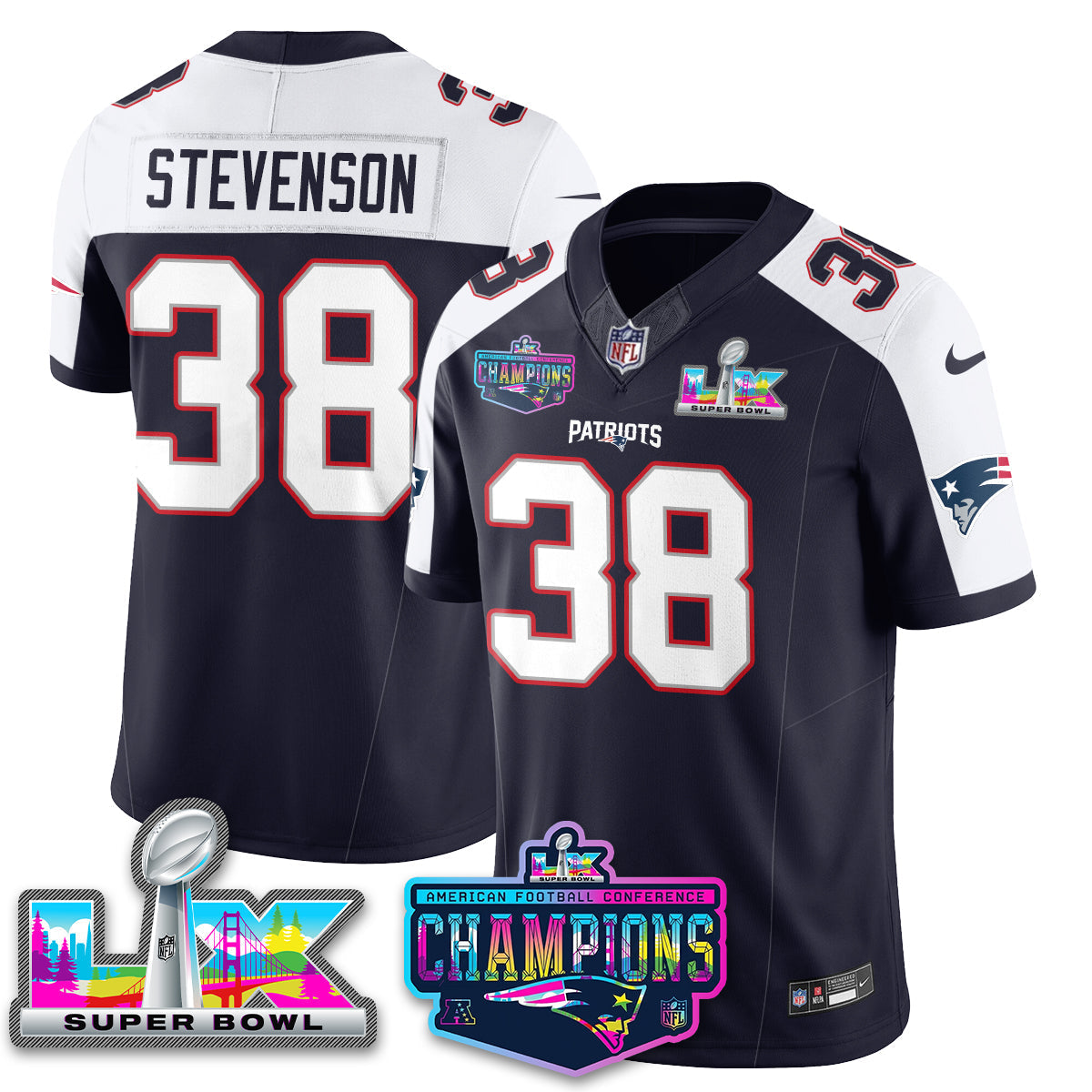 NE 2025 Vapor Jersey - AFC Champions Limited Patch - All Stitched-DTD