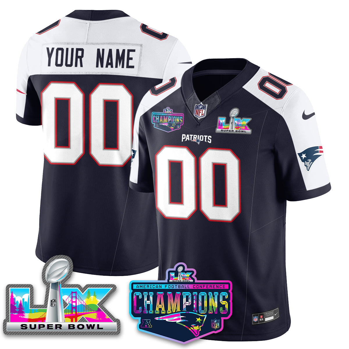 NE 2025 Vapor Jersey - AFC Champions Limited Patch - All Stitched-DTD