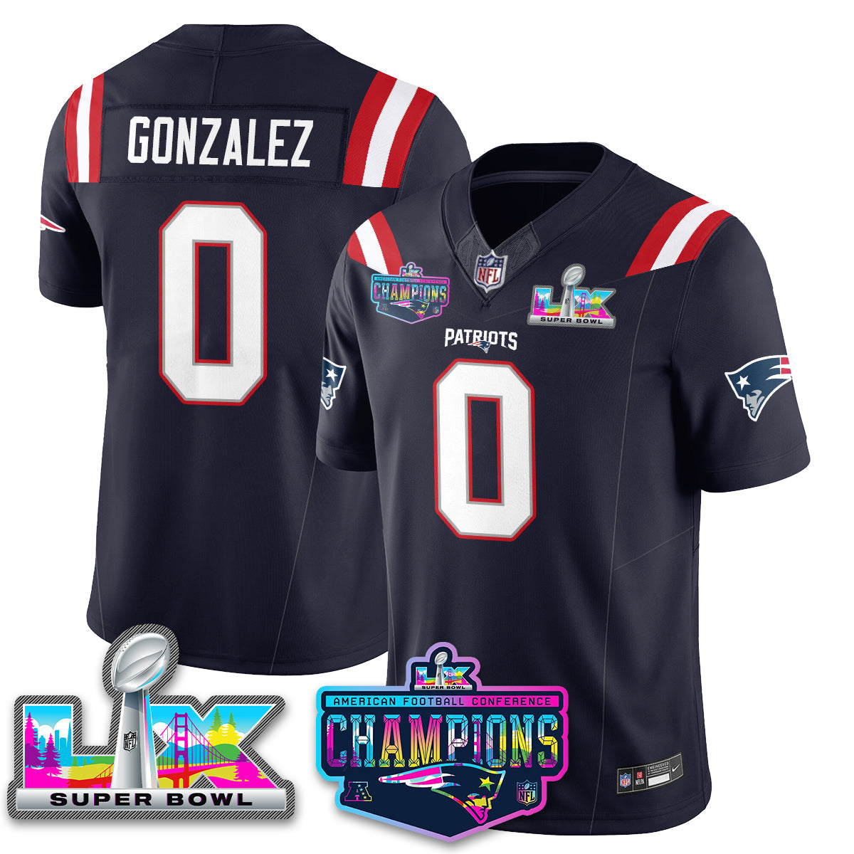 NE 2025 Vapor Jersey - AFC Champions Limited Patch - All Stitched-DTD