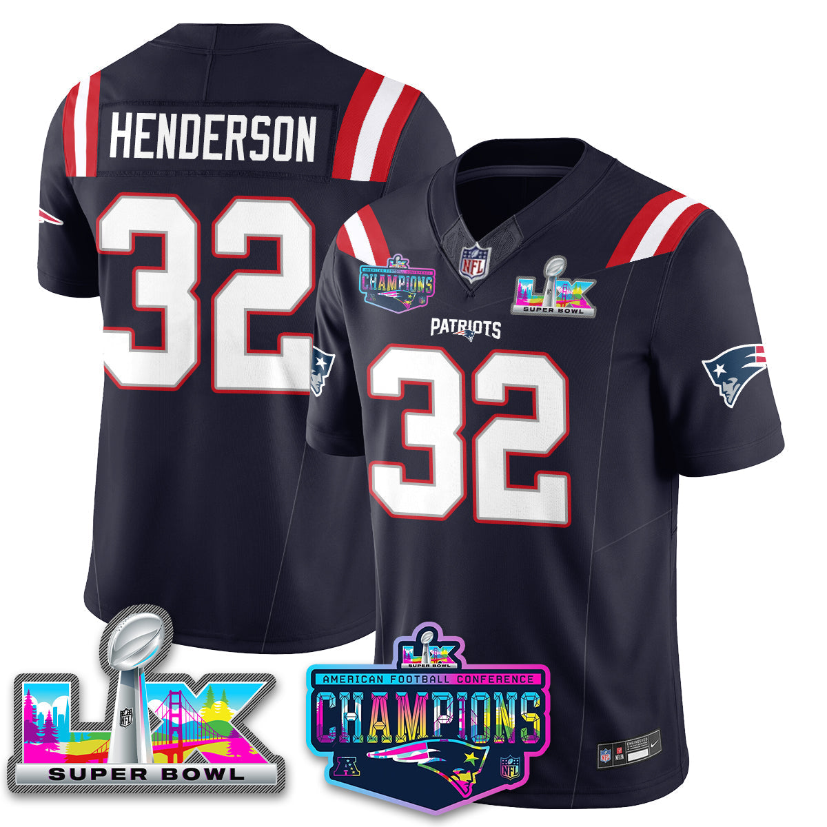 NE 2025 Vapor Jersey - AFC Champions Limited Patch - All Stitched-DTD