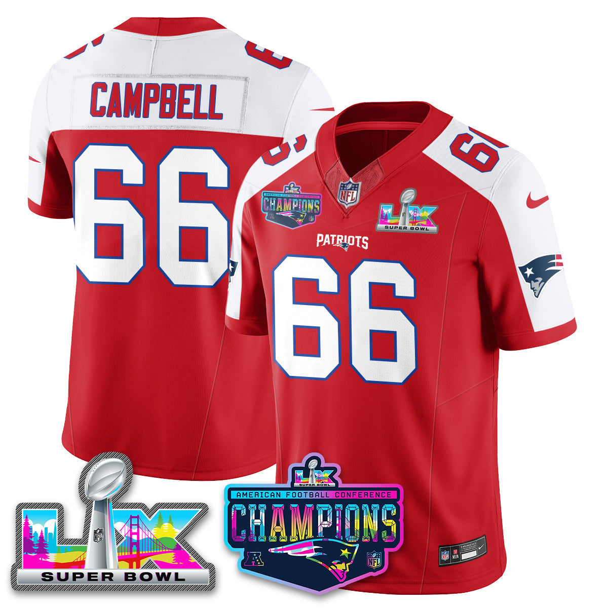 NE 2025 Vapor Jersey - AFC Champions Limited Patch - All Stitched-DTD