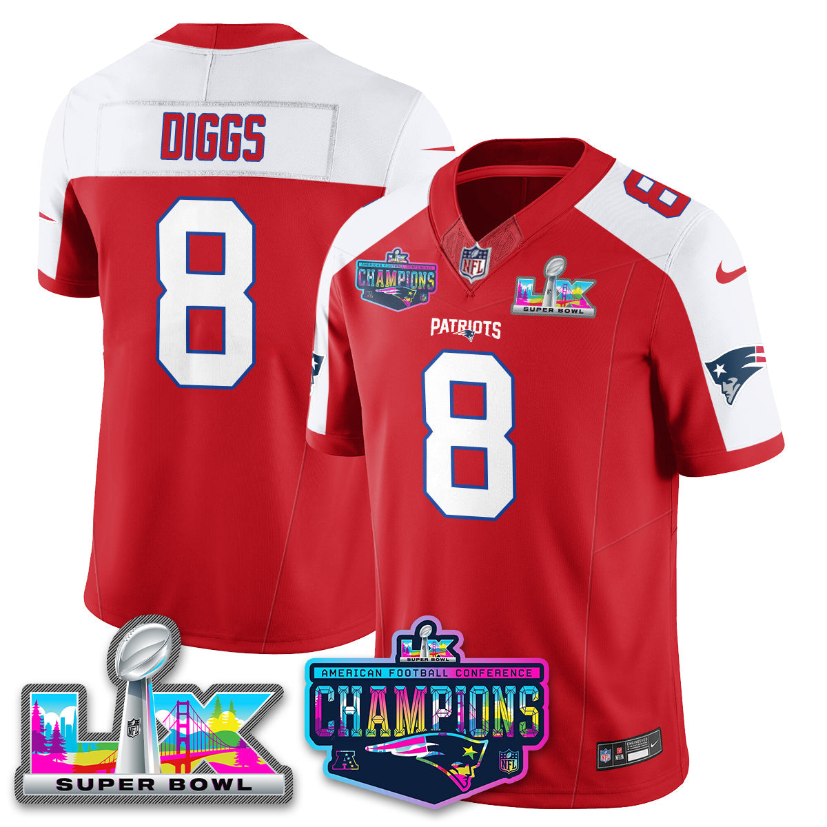 NE 2025 Vapor Jersey - AFC Champions Limited Patch - All Stitched-DTD